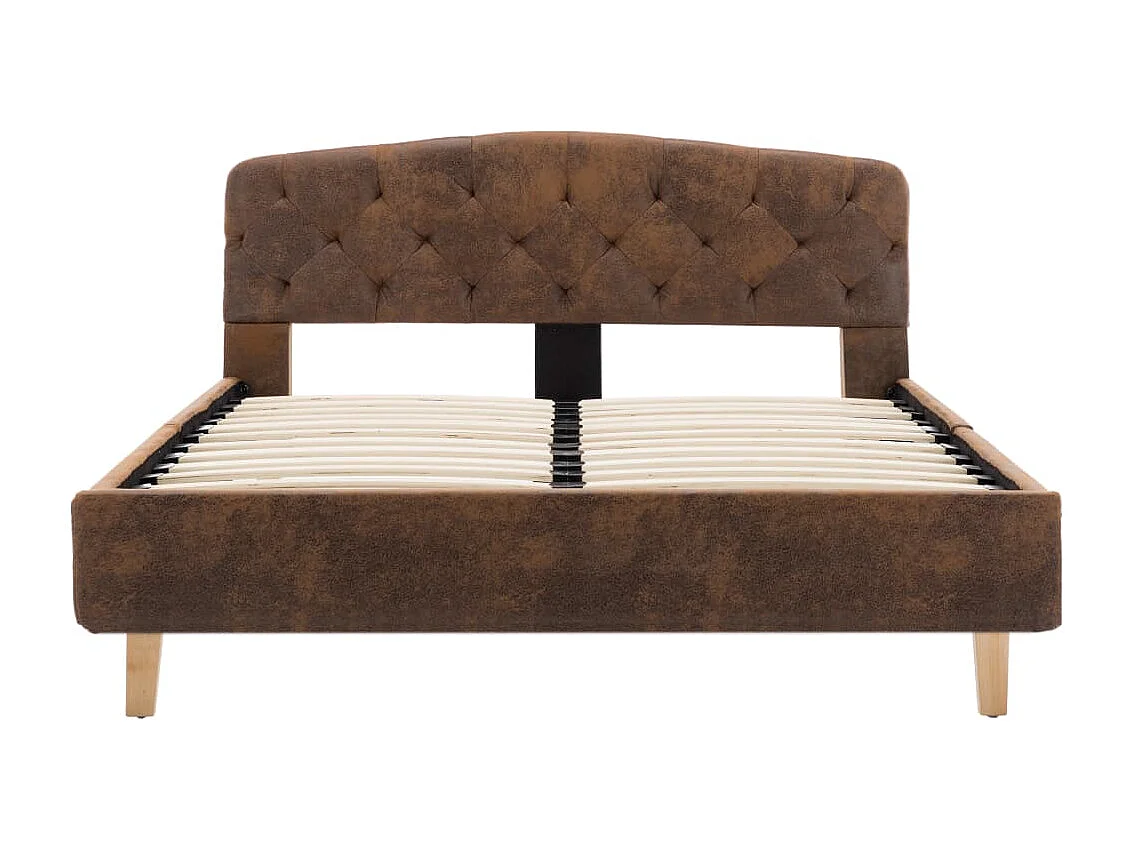Cadre de lit sans matelas marron similicuir daim 120x200 cm