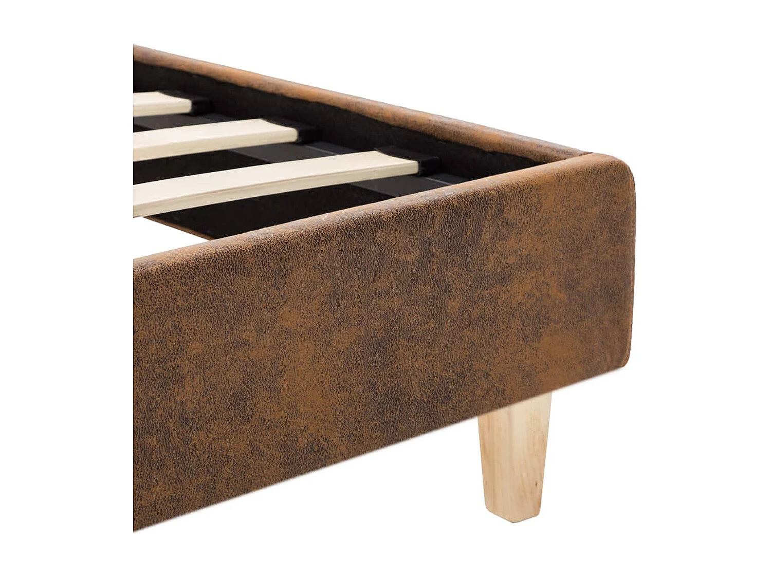 Cadre de lit sans matelas marron similicuir daim 120x200 cm