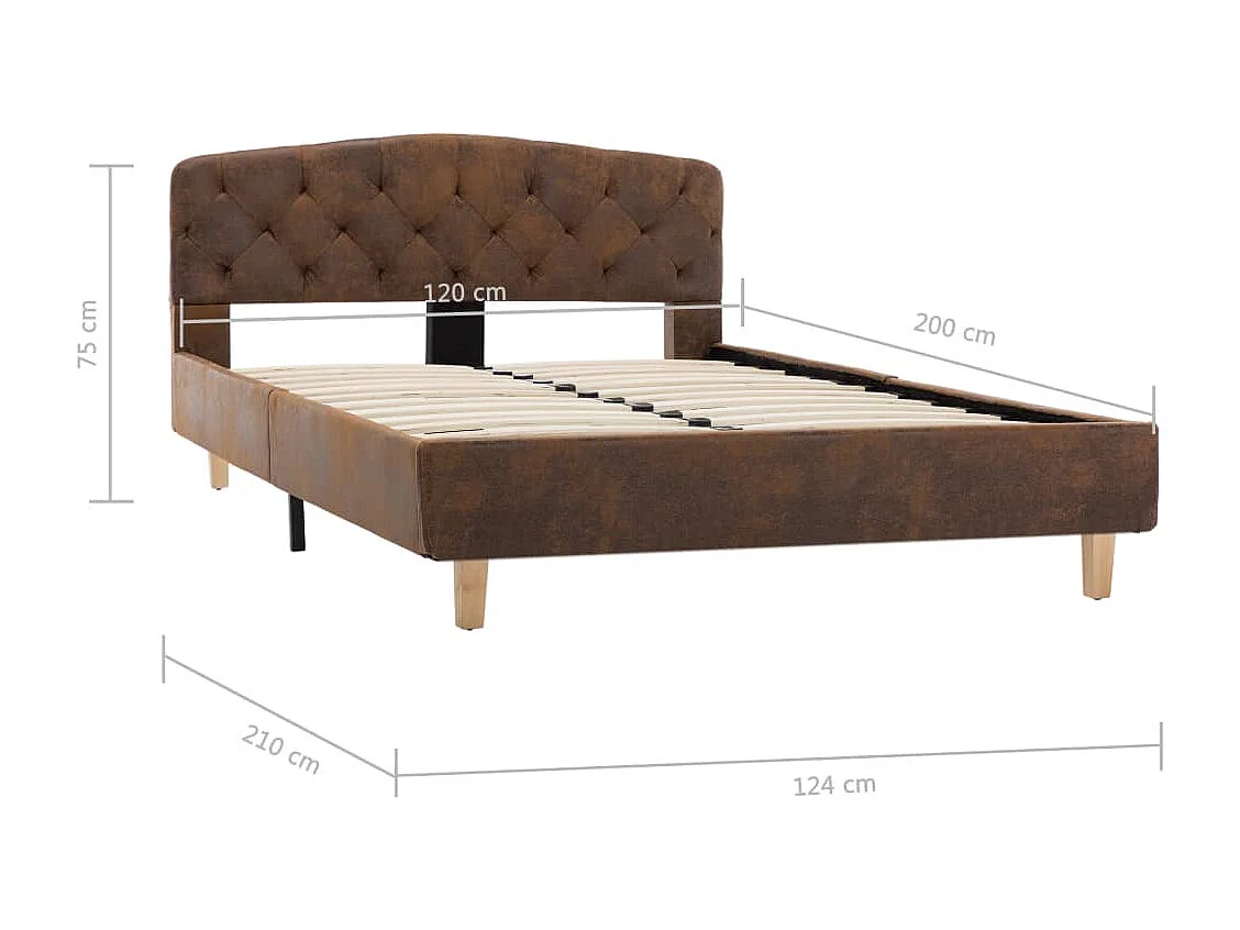 Cadre de lit sans matelas marron similicuir daim 120x200 cm