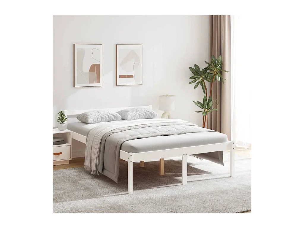 Lit pour personne âgée sans matelas blanc 135x190 cm