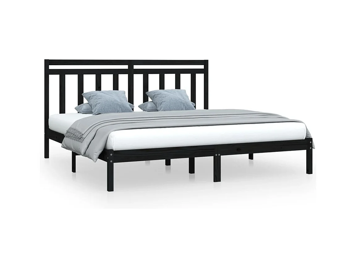 Cadre de lit sans matelas noir 200x200 cm bois massif