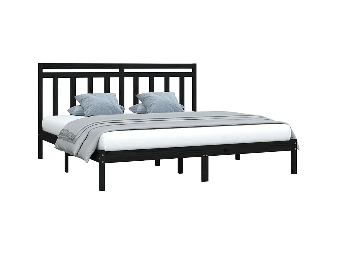 Cadre de lit sans matelas noir 200x200 cm bois massif