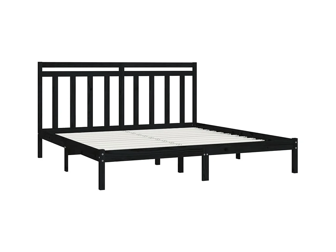 Cadre de lit sans matelas noir 200x200 cm bois massif