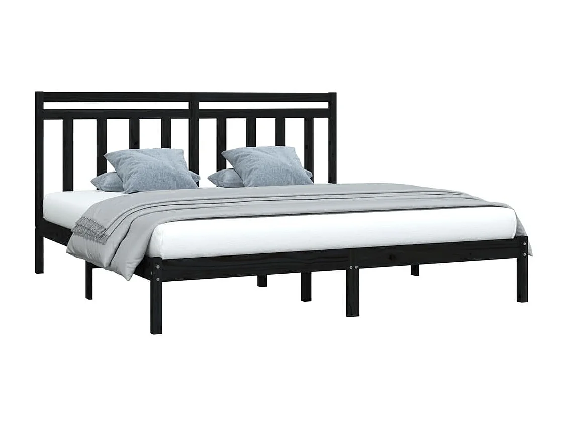 Estructura de cama sin colchón negra 200x200 cm madera maciza