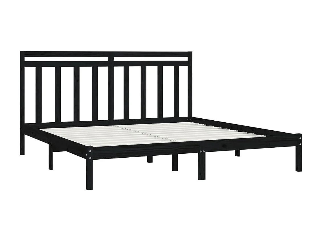 Estructura de cama sin colchón negra 200x200 cm madera maciza