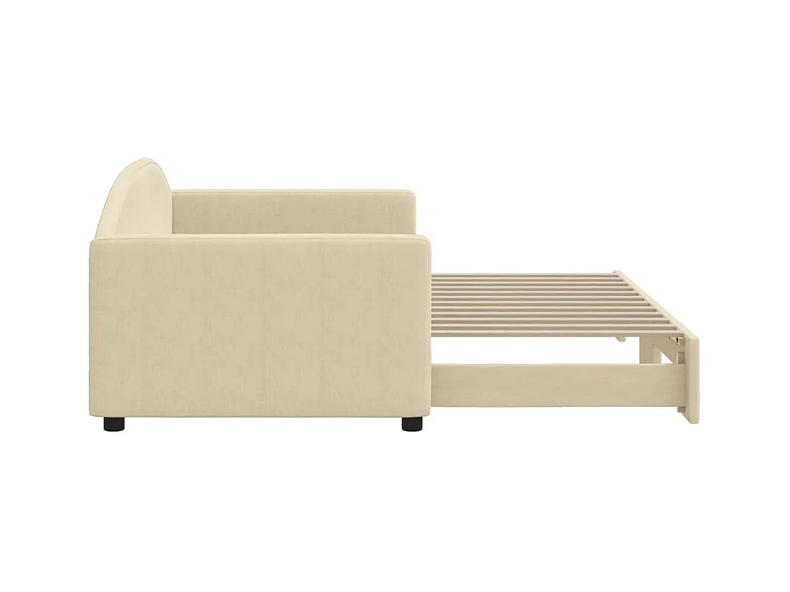 Tagesbett mit Ausziehbett ohne cremefarbene Matratze 90x200 cm