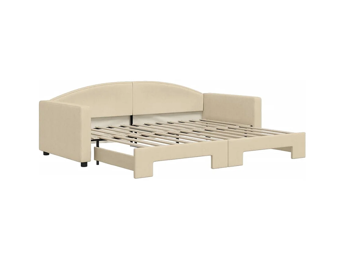 Cama de día con nido sin colchón crema 90x200 cm