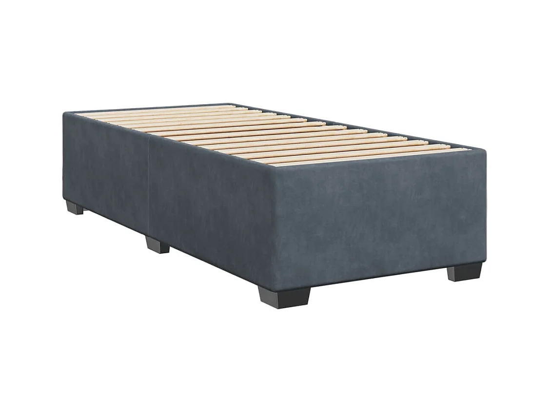 Rete a doghe e materasso Grigio Scuro 80x200 cm Velluto