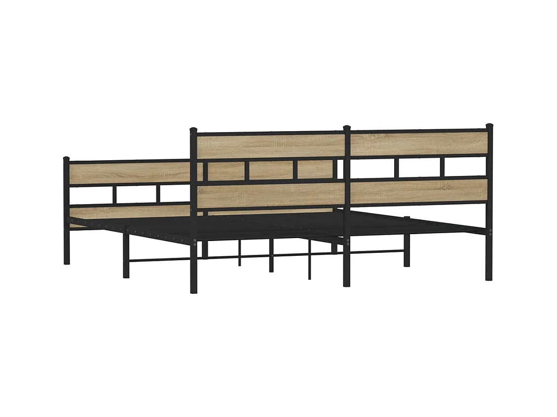 Struttura letto in metallo senza materasso rovere Sonoma 180x200 cm