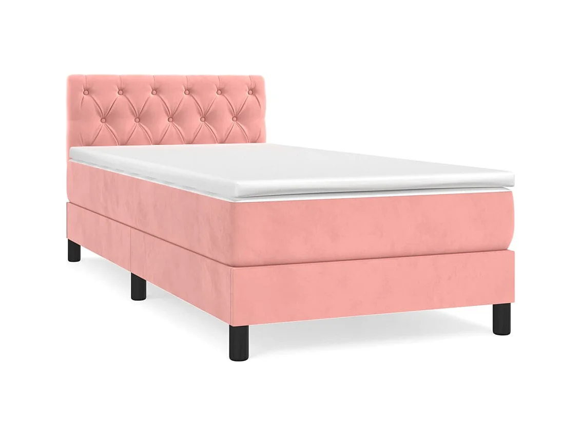 Somier de láminas y colchón Rosa 80x200 cm Terciopelo