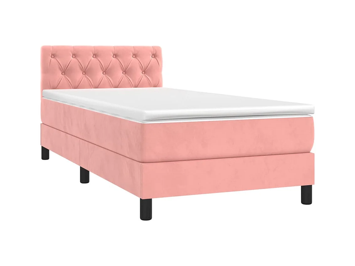 Somier de láminas y colchón Rosa 80x200 cm Terciopelo