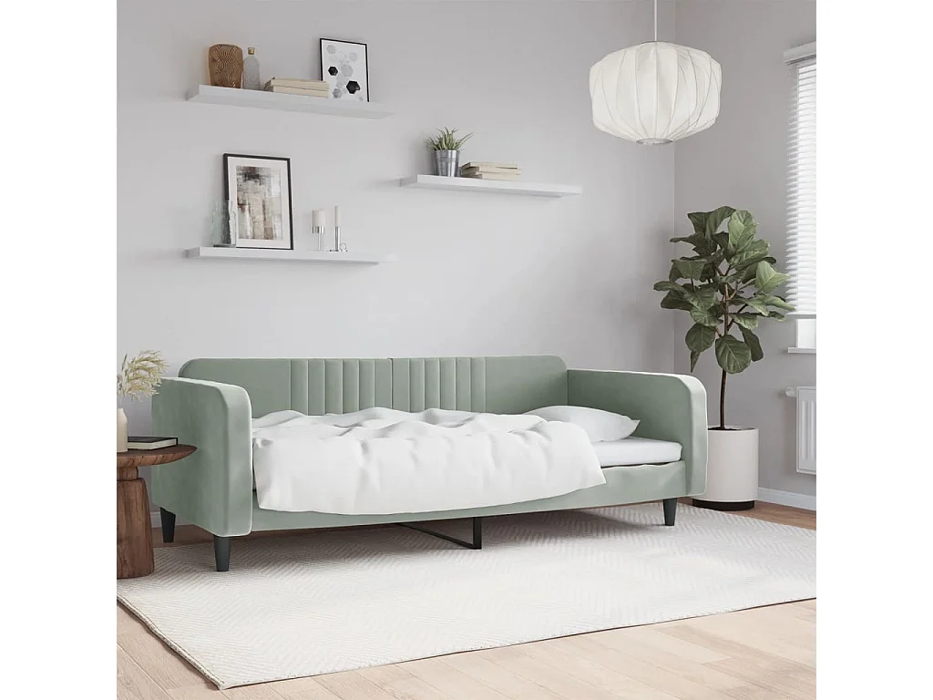 Lit de repos sans matelas gris clair 100x200 cm velours