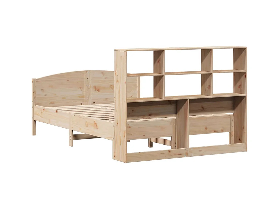Lit bibliothèque sans matelas 120x200 cm bois de pin massif
