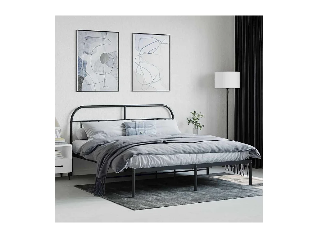 Struttura letto in metallo senza materasso e testiera nera 180x200 cm