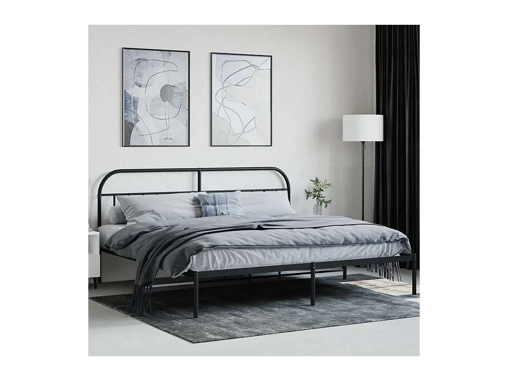 Struttura letto in metallo senza materasso con testiera nera 200x200cm