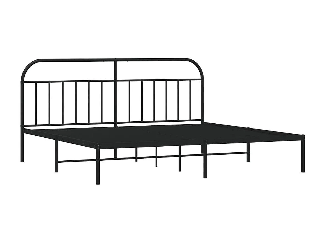 Cadre de lit métal sans matelas avec tête de lit noir 200x200cm