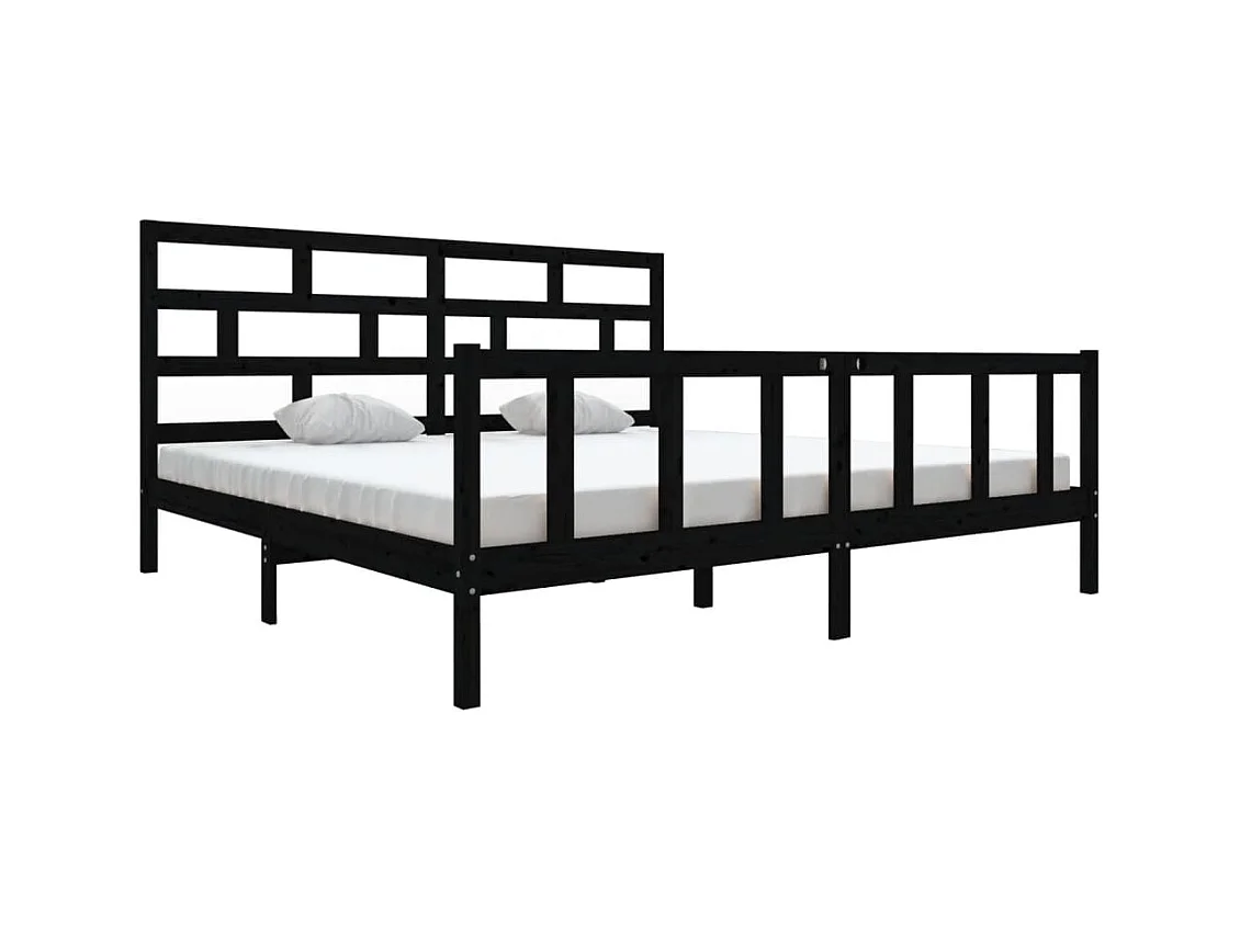 Bedframe zonder matras zwart massief hout 200x200 cm