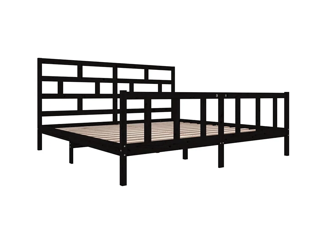 Bedframe zonder matras zwart massief hout 200x200 cm