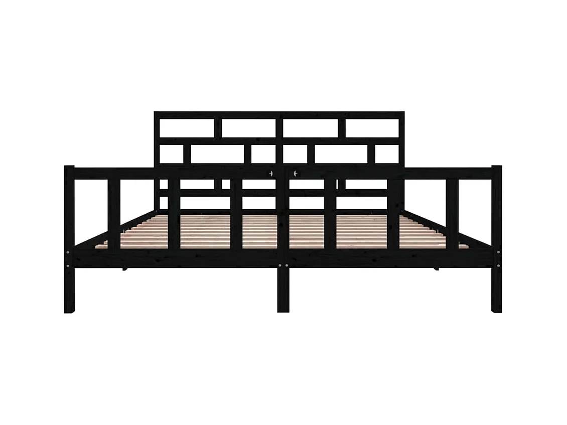 Bedframe zonder matras zwart massief hout 200x200 cm