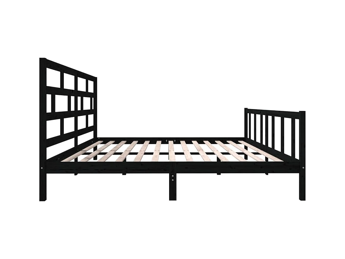 Bedframe zonder matras zwart massief hout 200x200 cm