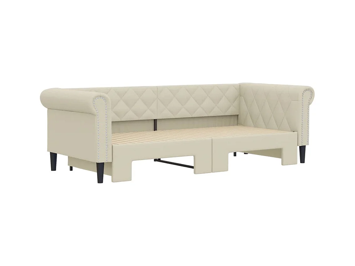 Lit de jour avec gigogne sans matelas crème 90x200 cm