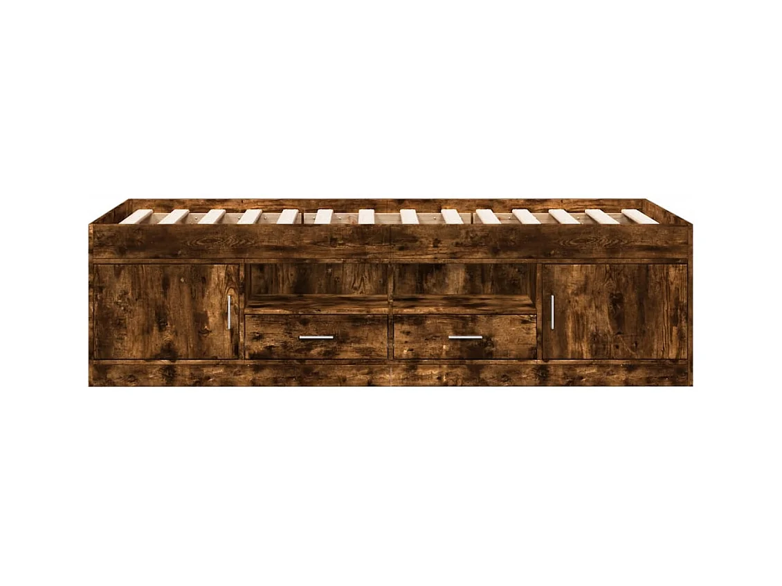 Divano letto con cassetti senza materasso rovere affumicato 100x200 cm