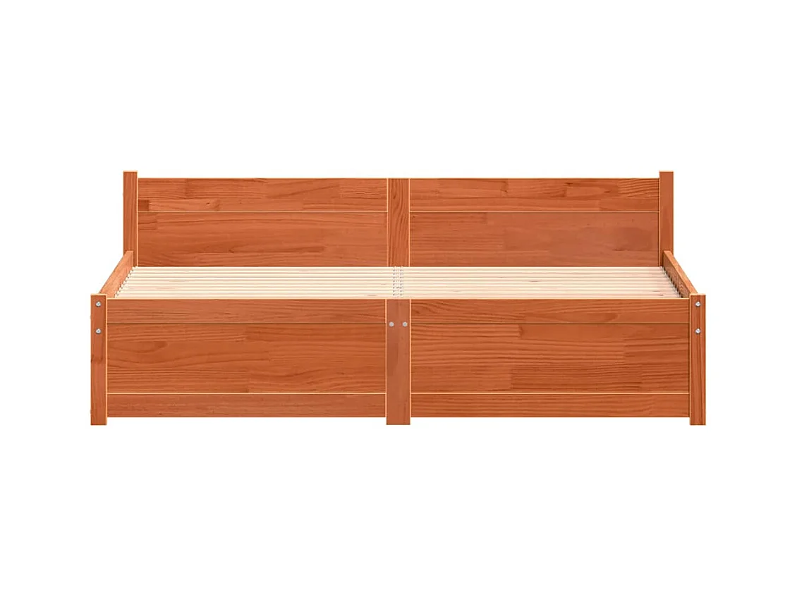 Estructura de cama encerada marrón 140 x 190 cm madera maciza de pino