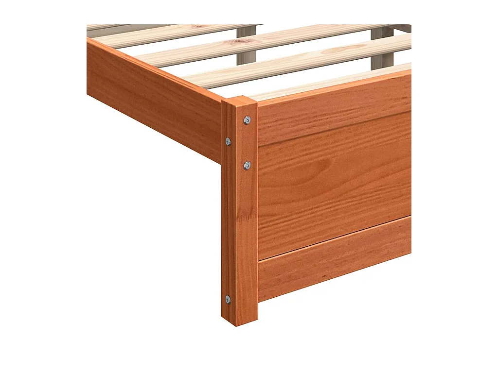 Estructura de cama encerada marrón 140 x 190 cm madera maciza de pino