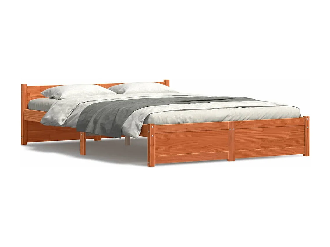 Gewaxt bruin bedframe 140 x 190 cm massief grenenhout
