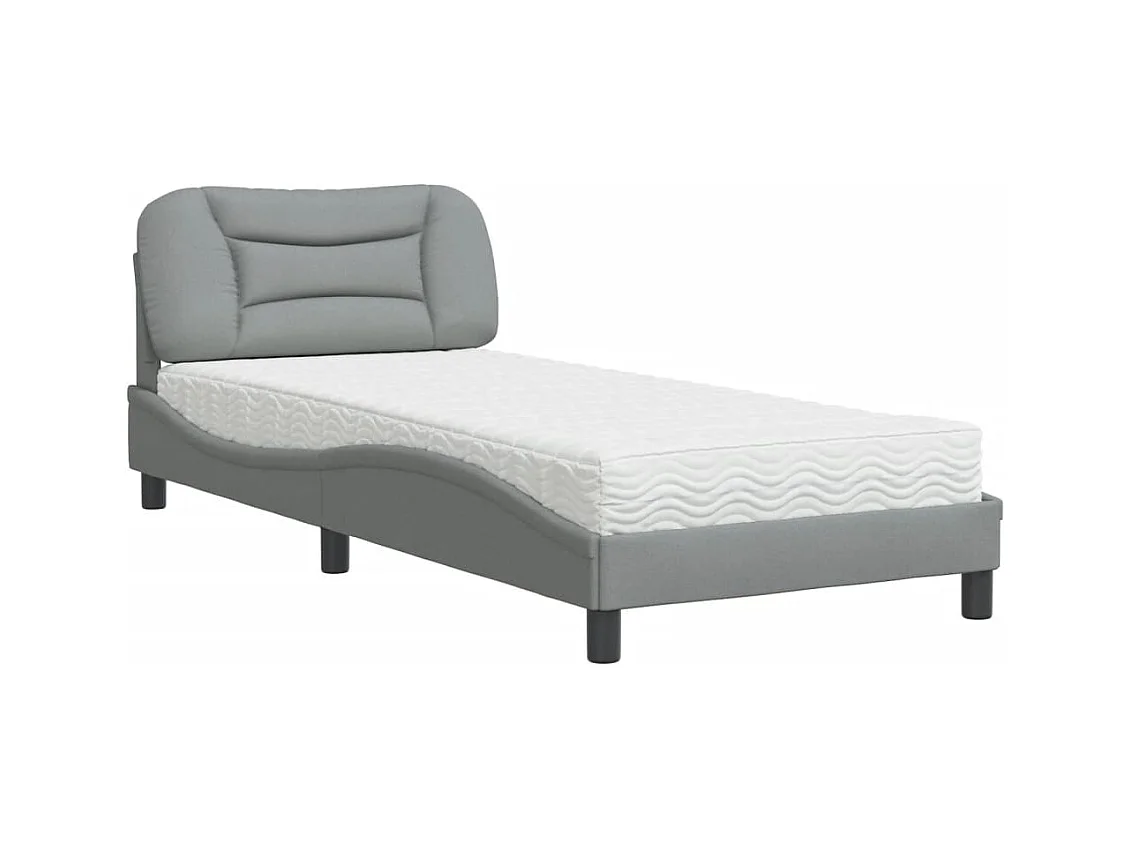 Bed met lichtgrijze matras 90x200 cm stof