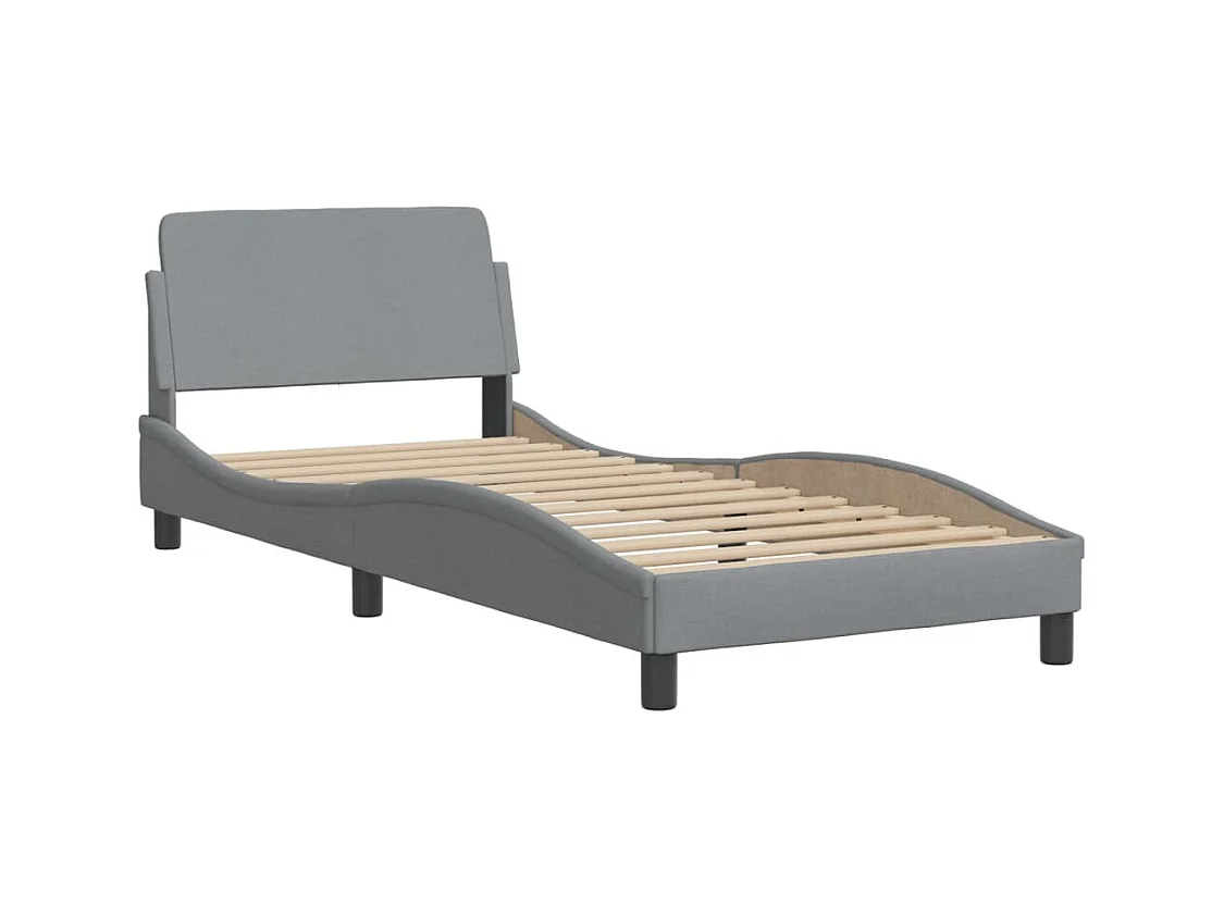 Bed met lichtgrijze matras 90x200 cm stof