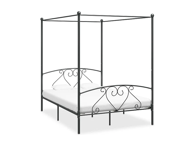 Hemelbedframe zonder matras grijs metaal 160x200 cm