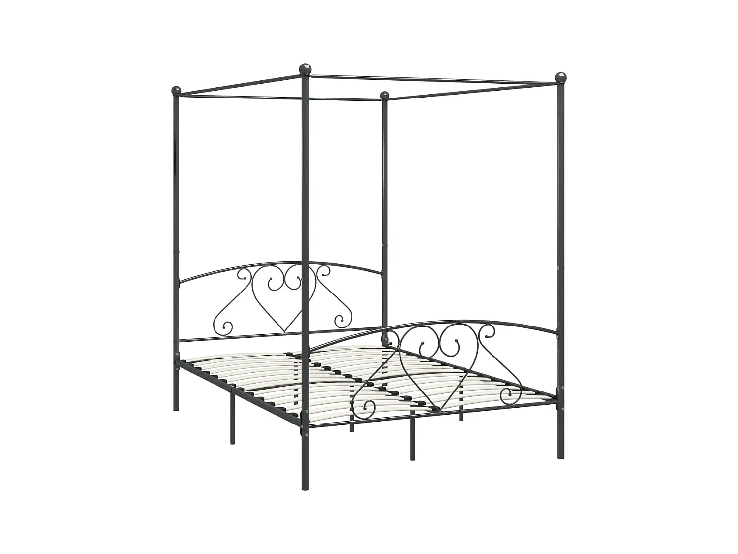 Hemelbedframe zonder matras grijs metaal 160x200 cm