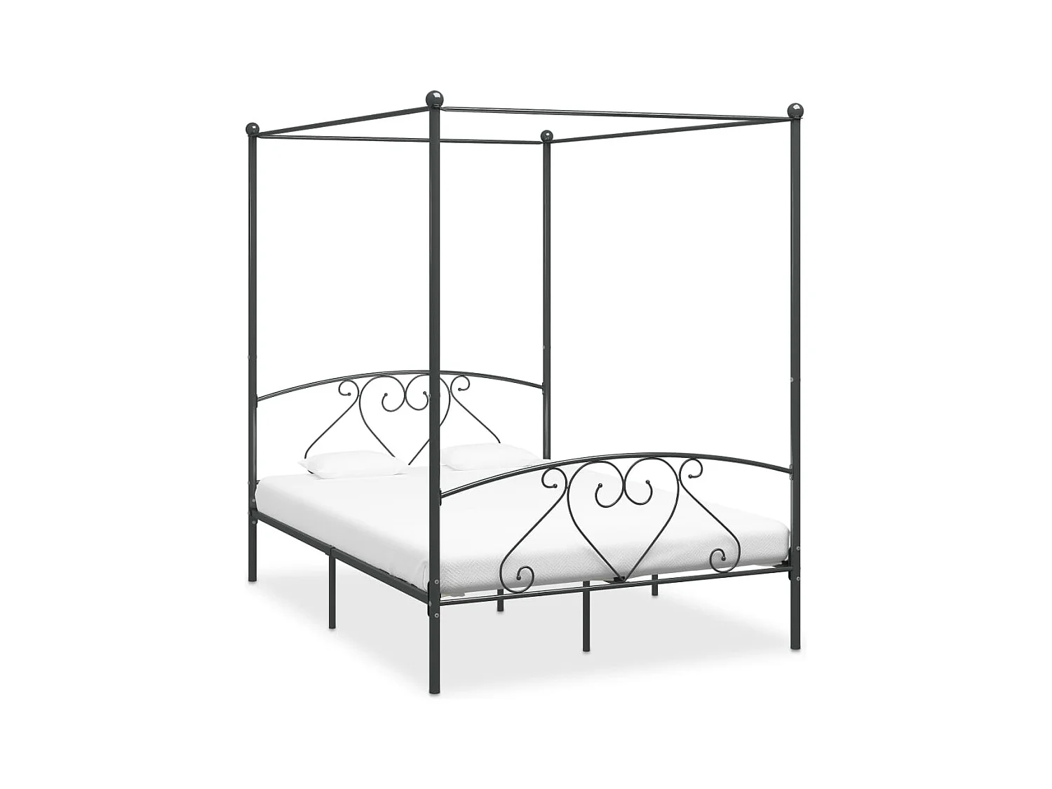 Estructura de cama con dosel sin colchón de metal gris 160x200 cm
