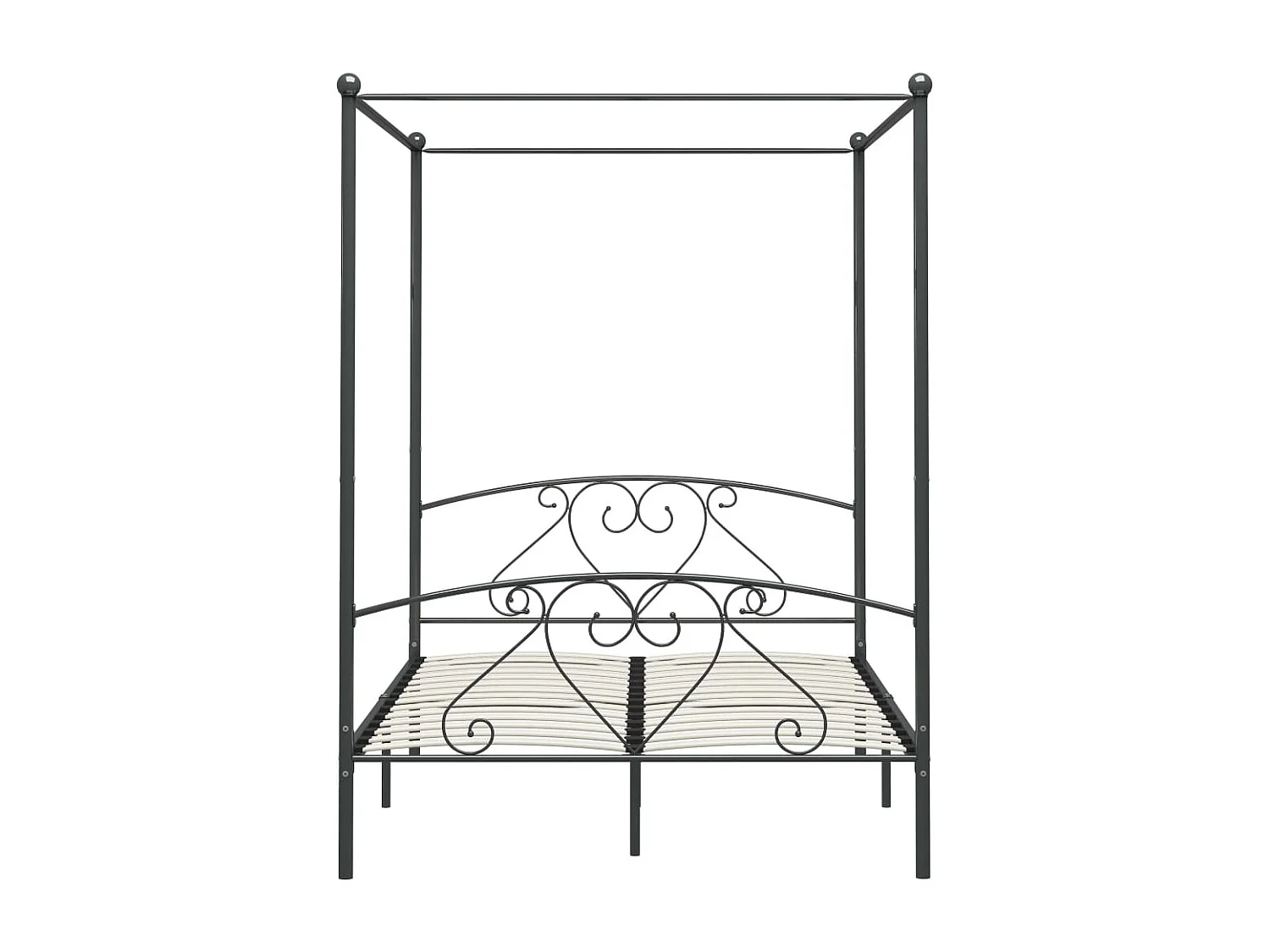 Cadre de lit à baldaquin sans matelas gris métal 160x200 cm