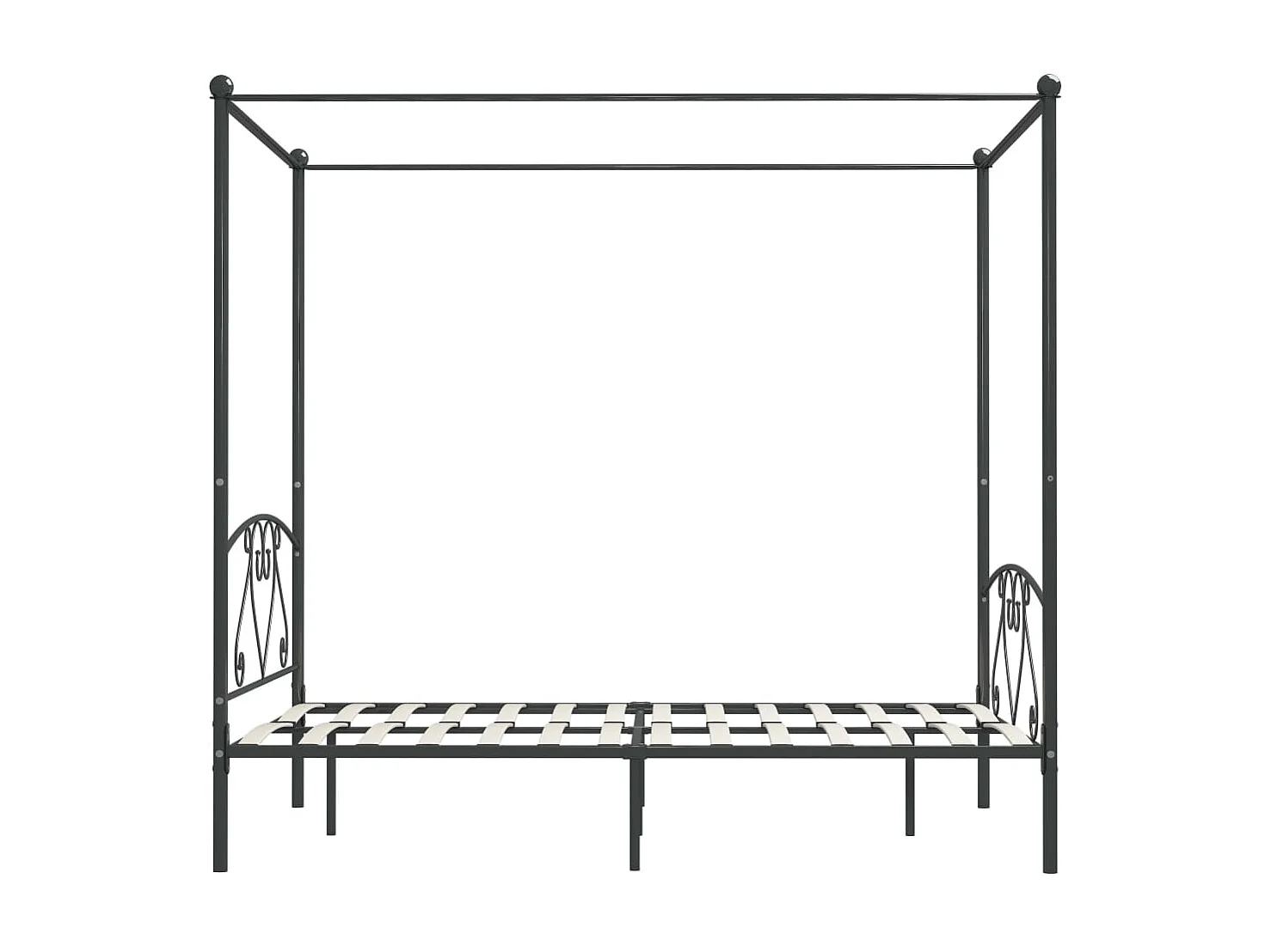 Cadre de lit à baldaquin sans matelas gris métal 160x200 cm