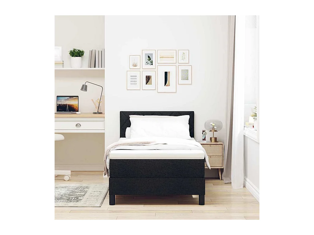 Boxspringbed met matras met matras Zwart 90 x 200 cm stof