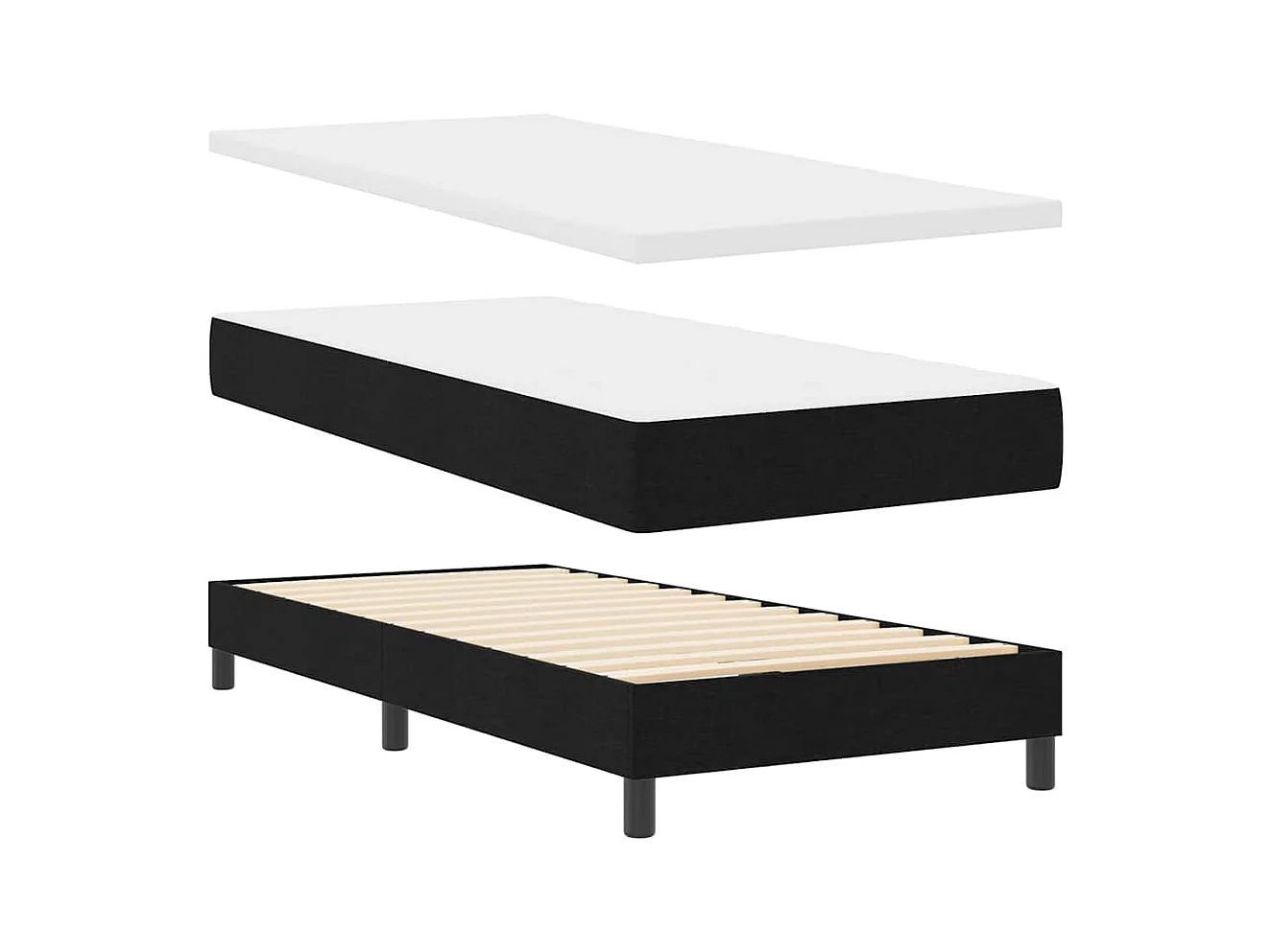 Boxspringbed met matras met matras Zwart 90 x 200 cm stof