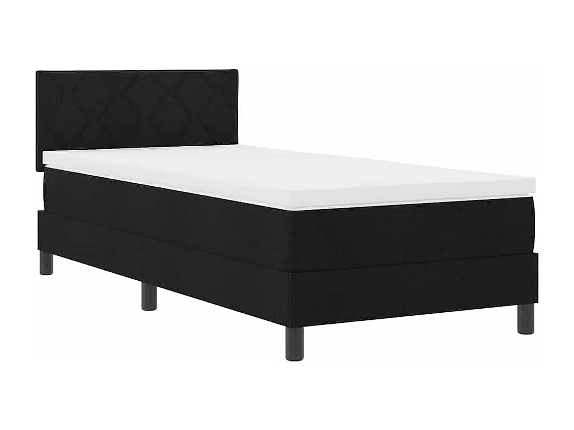 Lit boxspring avec matelas avec matelas Noir 90 x 200 cm tissu