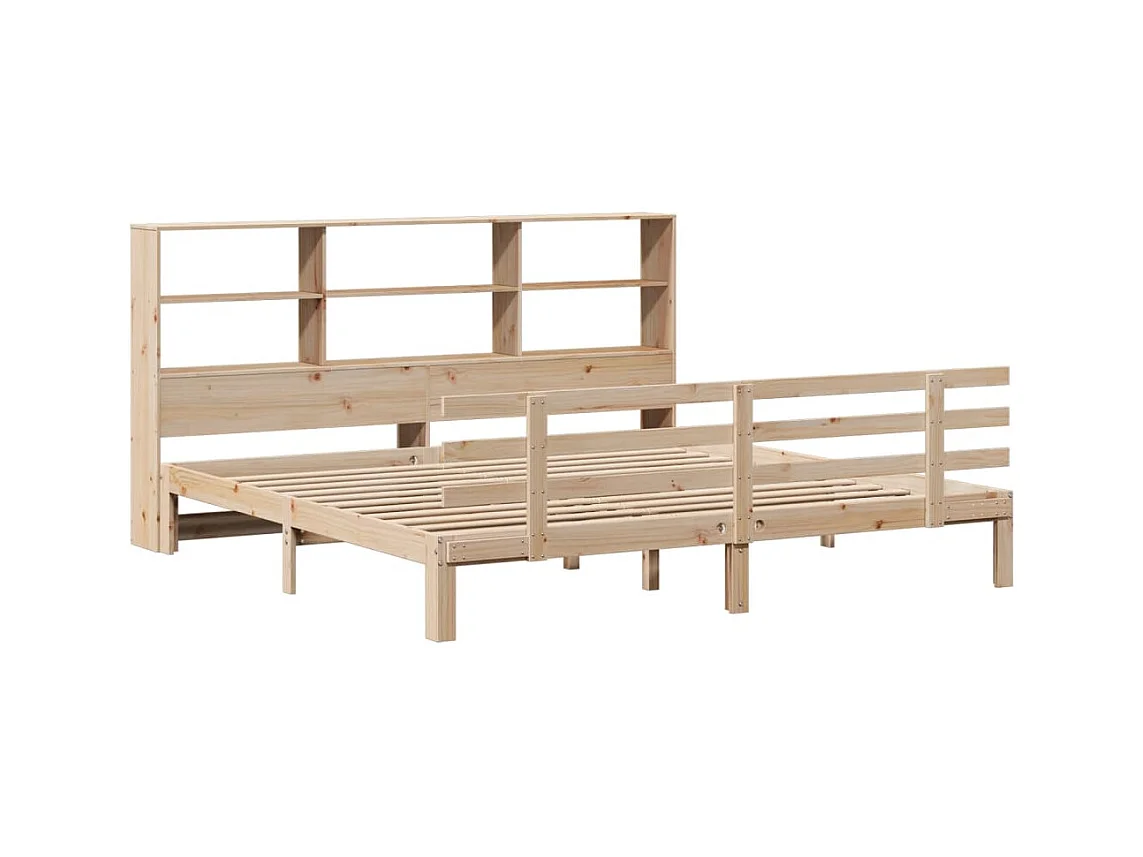 Letto a libreria senza materasso 180x200 cm in legno massello di pino