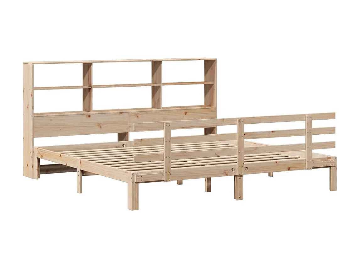 Lit bibliothèque sans matelas 180x200 cm bois massif de pin