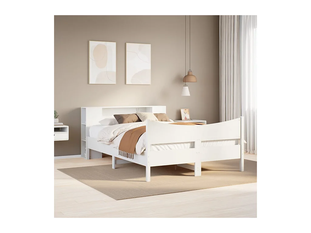 Struttura letto senza materasso bianco 120x190 cm in legno massello di pino