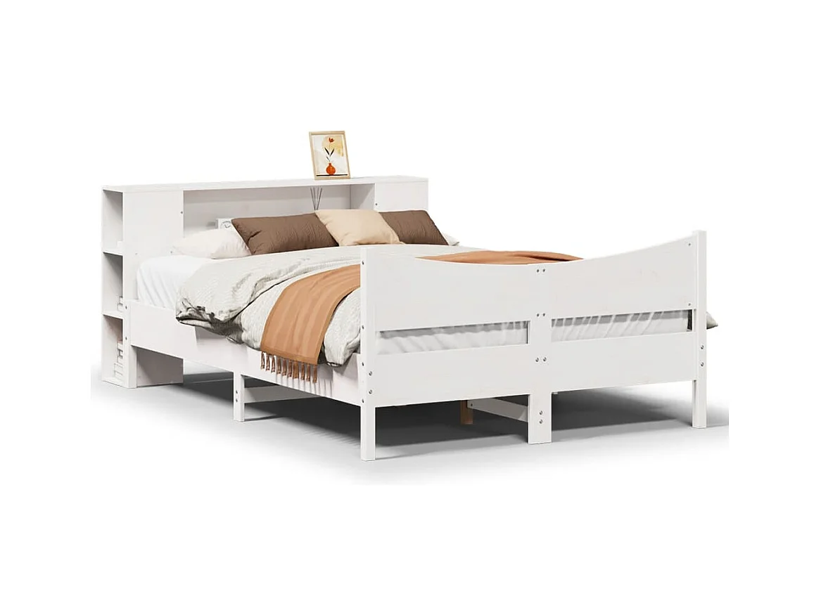 Struttura letto senza materasso bianco 120x190 cm in legno massello di pino