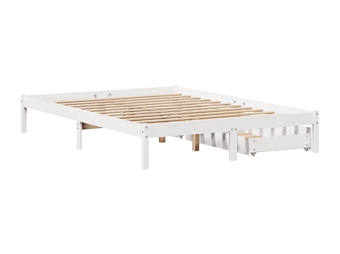 Struttura letto senza materasso bianco 140x190 cm in legno massello di pino