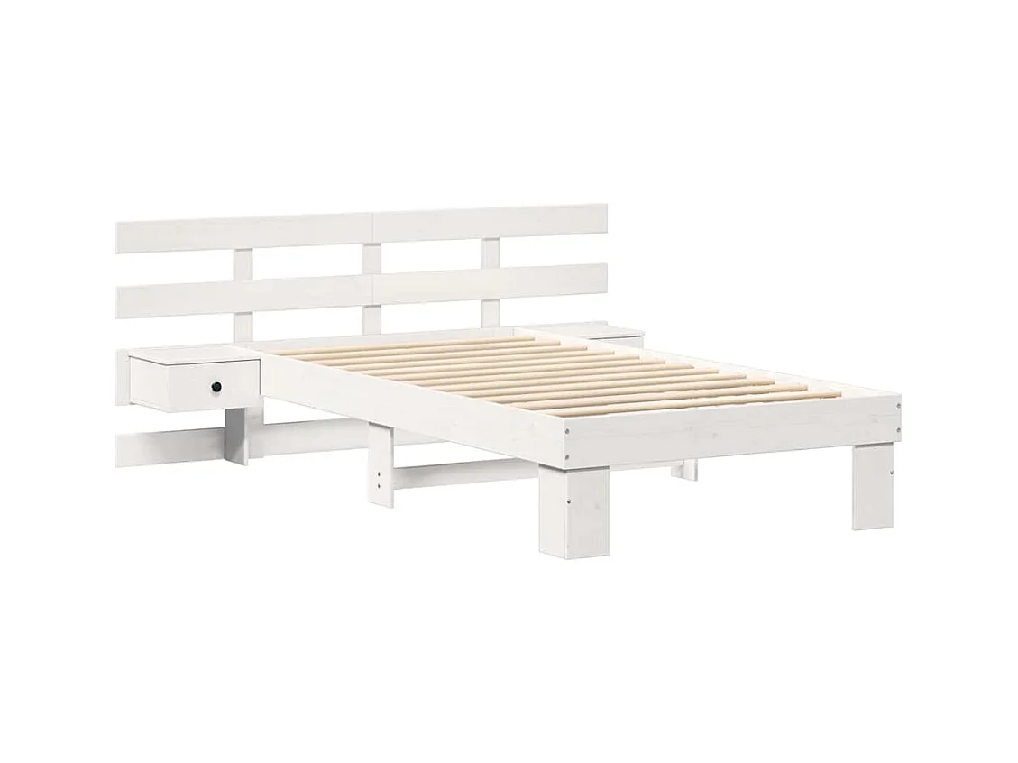 Bedframe met lade Wit 80 x 200 cm Massief grenenhout