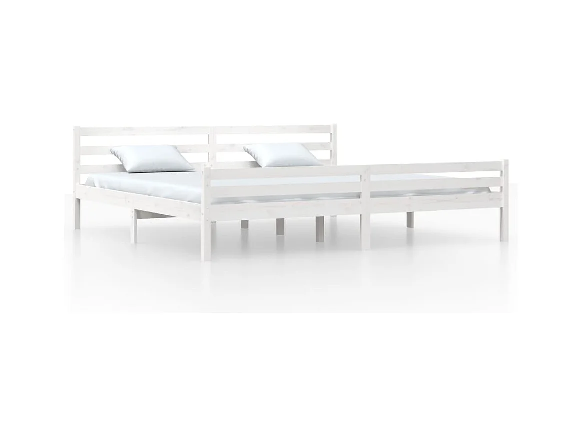 Cadre de lit sans matelas blanc bois massif 200x200 cm