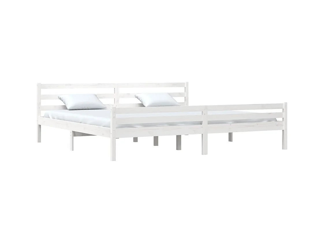 Cadre de lit sans matelas blanc bois massif 200x200 cm