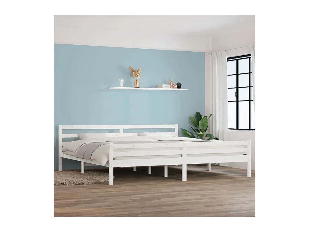 Estructura de cama sin colchón de madera maciza blanca 200x200 cm