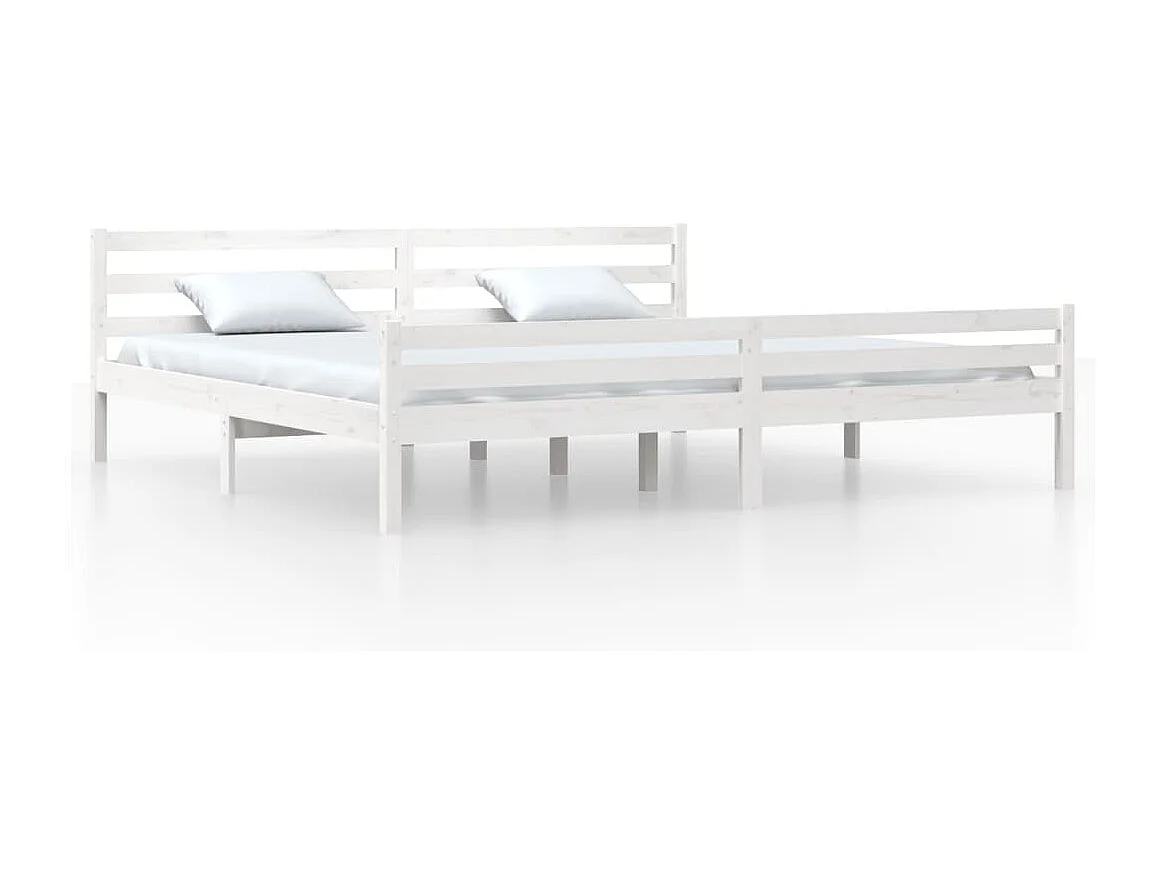 Cadre de lit sans matelas blanc bois massif 200x200 cm