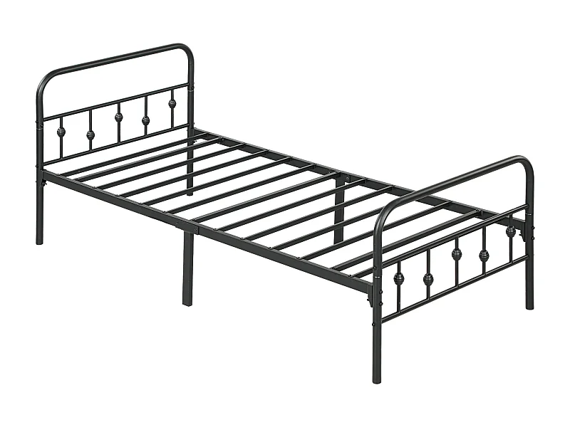 Opvouwbaar metalen bedframe, praktisch ontwerp, metaal, zwart (206,9 x 91,8 x 82,5 cm)